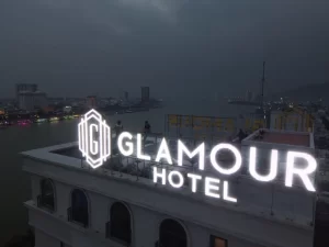 Thi công bảng hiệu rooftop GLAMOUR Hotel